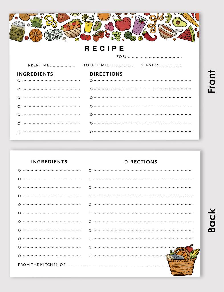 Inkdotpot Карточки с рецептами 4x6 дюймов (Набор из 50) , Толстые двухсторонние карточки премиум-класса - белые карточки для заметок с рецептами в современном стиле