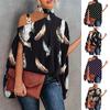 Женская летняя блузка с лямкой на шее, косой воротник, рукава «летучая мышь», топы с принтом, свободный пуловер, топы, уличная одежда