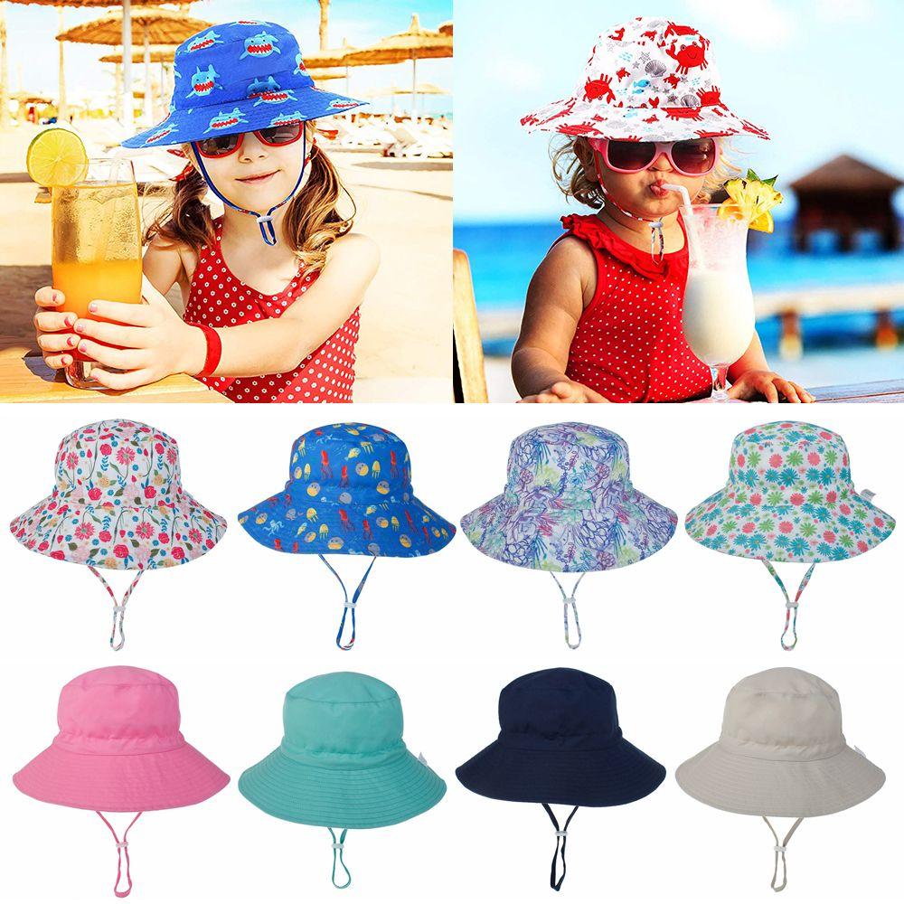 Neck Ear Cover Wide Brim UV Protection Beach Cap Baby Sun Hat Bucket Hat with Adjustable Chin Strap