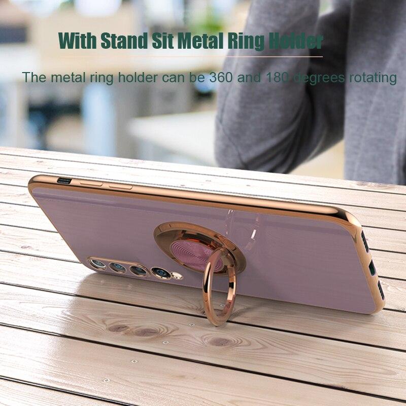 Силиконовый чехол с покрытием для Xiaomi Mi 10T Pro 11 Redmi Note 10 Pro Max 10S 10Pro Note10 S, мягкие чехлы с рамкой и кольцевым держателем