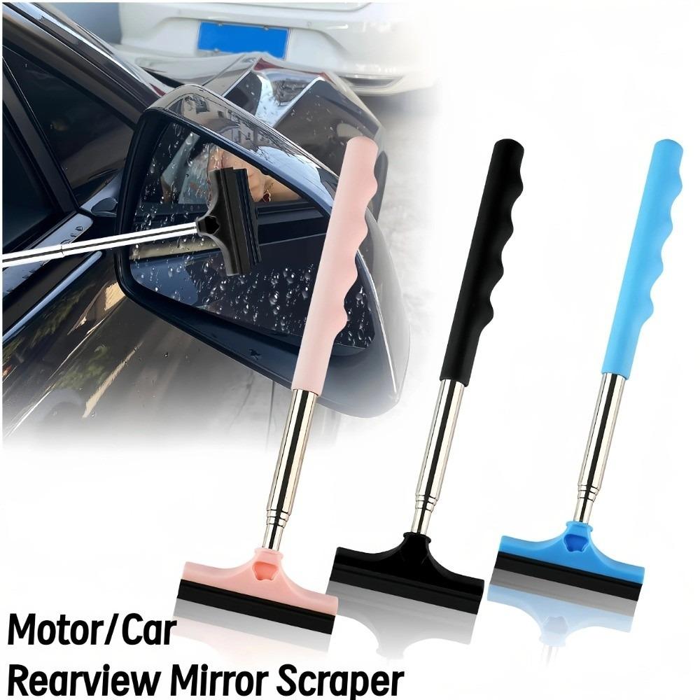 Handle Rearview Mirror Wiper Adjustable Length Window Wash Cleaning Brush Telescopic Squeegee  Auto