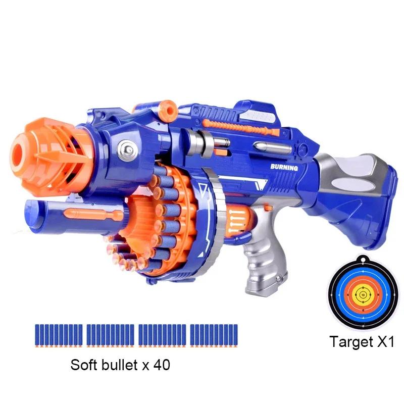 Игрушечный пистолет детский электрический непрерывный стрельба Гатлинг присоска мягкая пуля BB пистолет для детей подарок