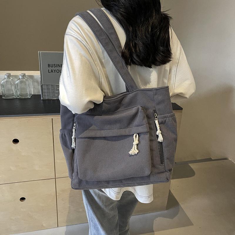 Вельветовая сумка-тоут женская сумка для поездок на работу, большая вместимость, сумка через плечо