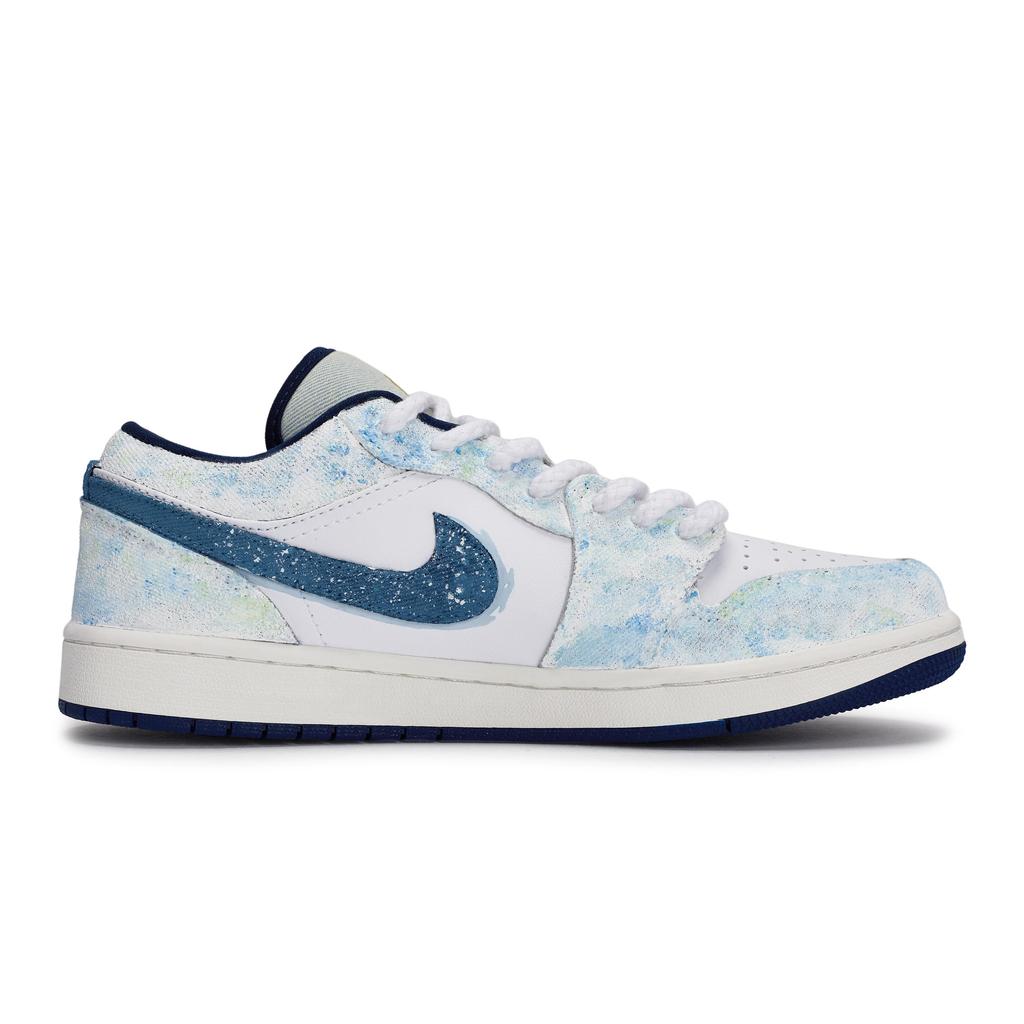 Jordan Air Jordan 1 Vintage Basketball Shoes Men's Low Top White/Blue IH0648-141(Team80-S-BOX)