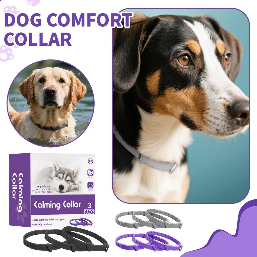 Pack Of 3 Dog Calming Collars With Long-lasting Release, Dog Calming Collars Help To Reduce Undesirable Behaviours, Stress In Puppies And Adul