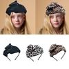 Bowknot Hairhoop Half Caps for Women Elegant Leopard Pattern Headband Nonslip Sweet Fascinator Hairband for Formal Dress
