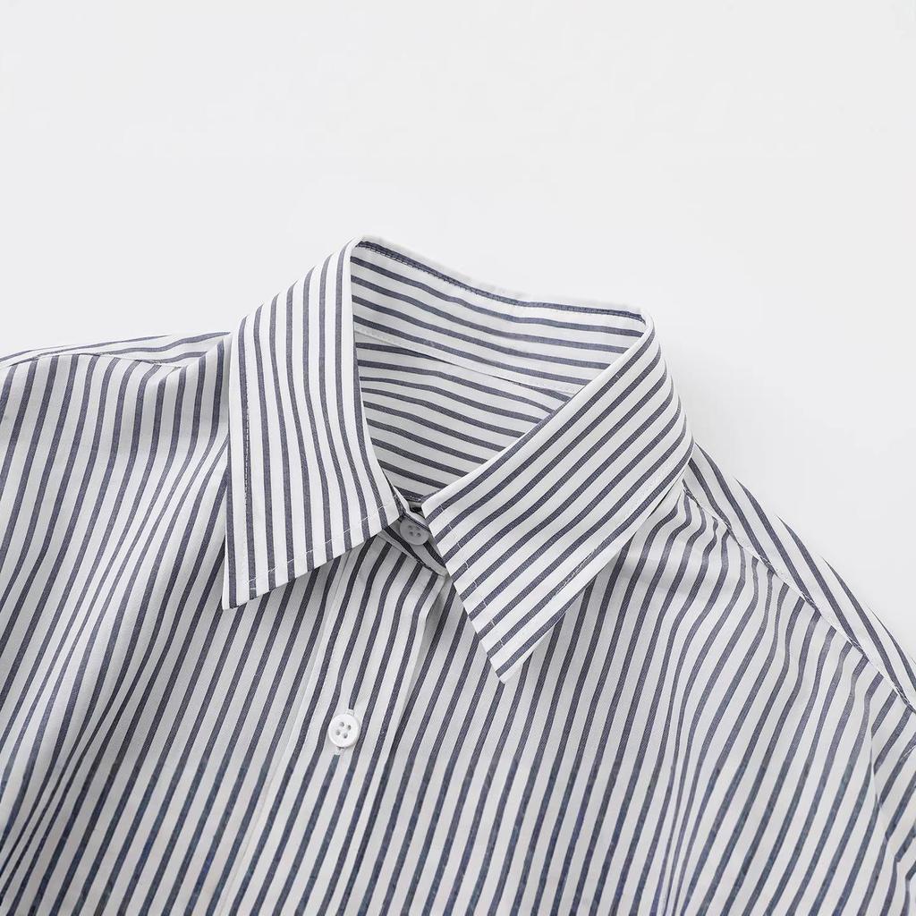 In Stock Spring 2026 Women's Casual Cartoon Print Striped Lapel Shirt, Versatile & Loose, Style 3K1CB09.