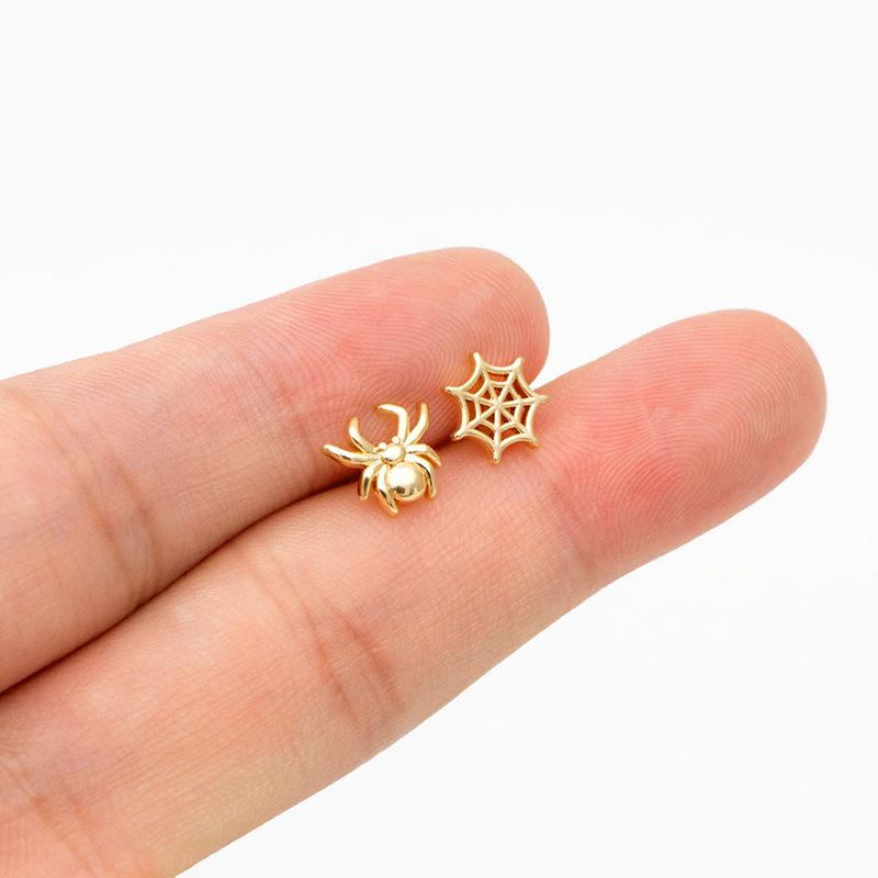 Fashion Funny Earrings, Spider Web Holiday Earrings, Premium Metal Halloween Earrings