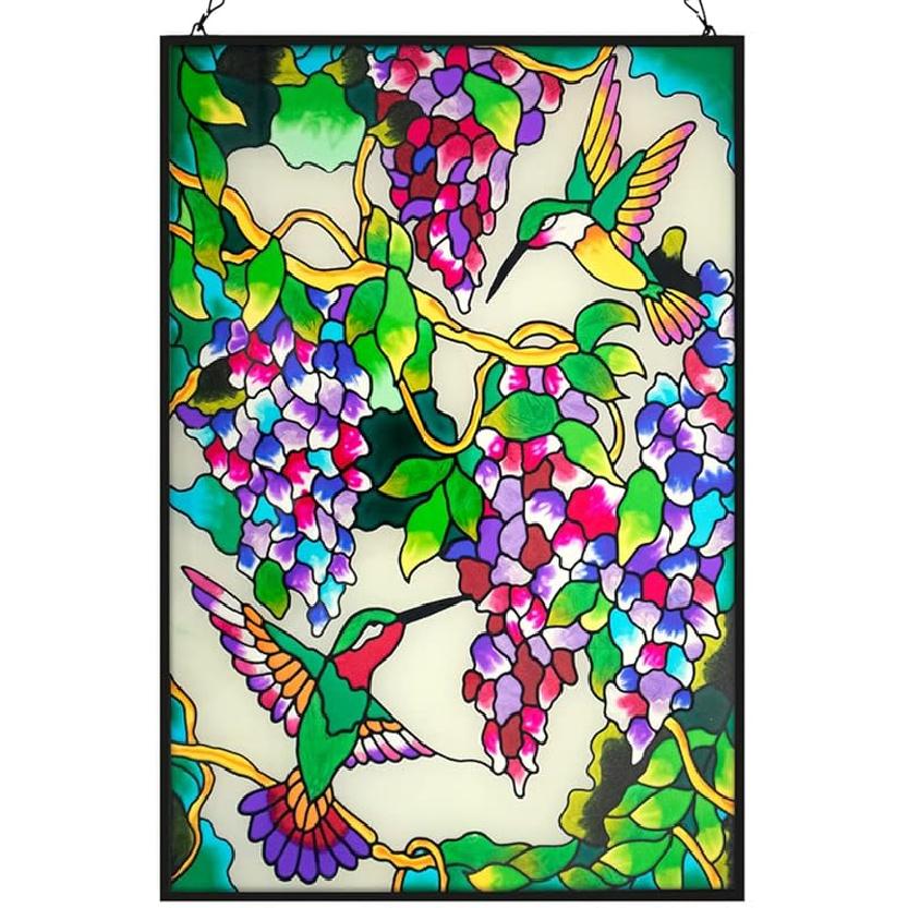 VEWOGARDEN W10xH15 дюймов Витражные подвески-колибри, Панель-ловец солнца с цепочкой для стены или окон