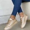 2025New Fashion Women's Sneakers  Chain Leather Comfortable Round Toe Platform Sneakers Lace-up Walking Women's Vulcanized Shoes