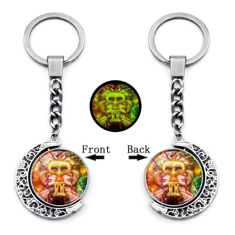 Светящийся Кулон-брелок с Двенадцатью Созвездиями, Вращающийся Кулон с Луной, Металлический Брелок, Подвесной Подарок