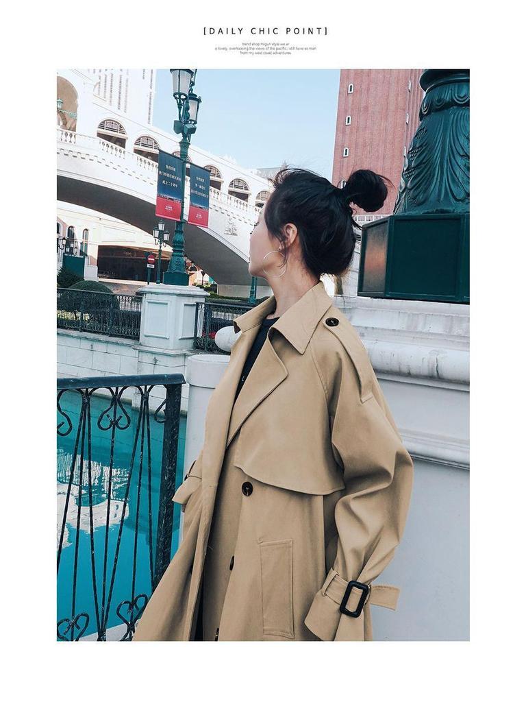 Женский тренч средней длины для миниатюрных фигур в корейском стиле, осень/зима 2025