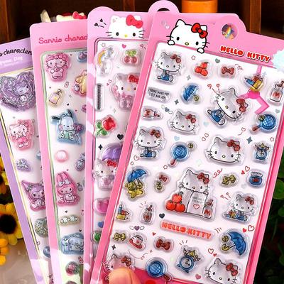 Sanrio Hello Kitty 3D Рельефные Наклейки Скрапбукинг Мультяшные Девочки DIY Дневник Чехол для Телефона Ноутбук Багаж Наклейки Канцелярские Наклейки