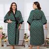 Весенне-осенние женские пижамы большого размера, домашнее платье, пижамный халат, имитация шелка, цветной принт, домашняя повседневная ночная рубашка