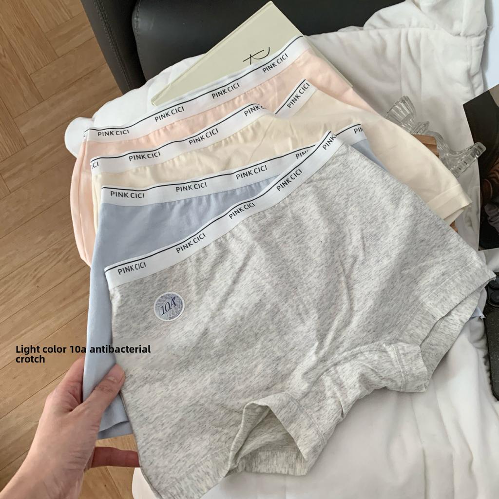Ladies Spring and Autumn Simple Color Letter Pure Cotton 10A Anti Bacterial Mid Waist Flat Angle Underwear