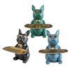 French Bulldog Sculpture Dog Statue Decorative Figurine Storage Tray Coin Piggy Bank Entrance Key Snack Holder with Glasses