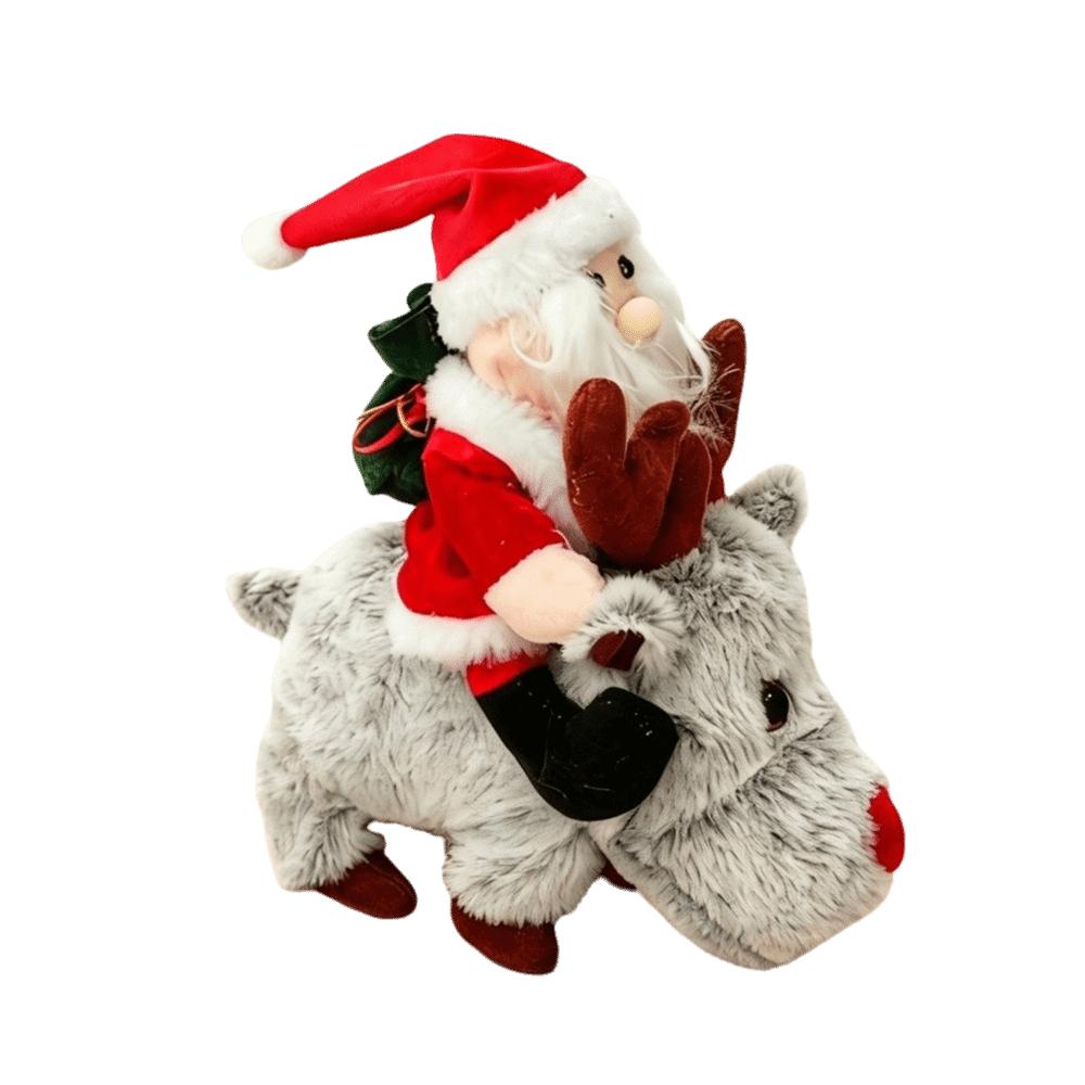 Animated Santa Riding Reindeer Toy Electric Musical Electric Xmas Ornament Christmas