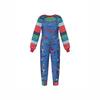 Horror Movie Doll Costume Adults Colorful Striped Top Overalls Dress Costume Retro Scary Toy Themed Outfit For Halloween Party