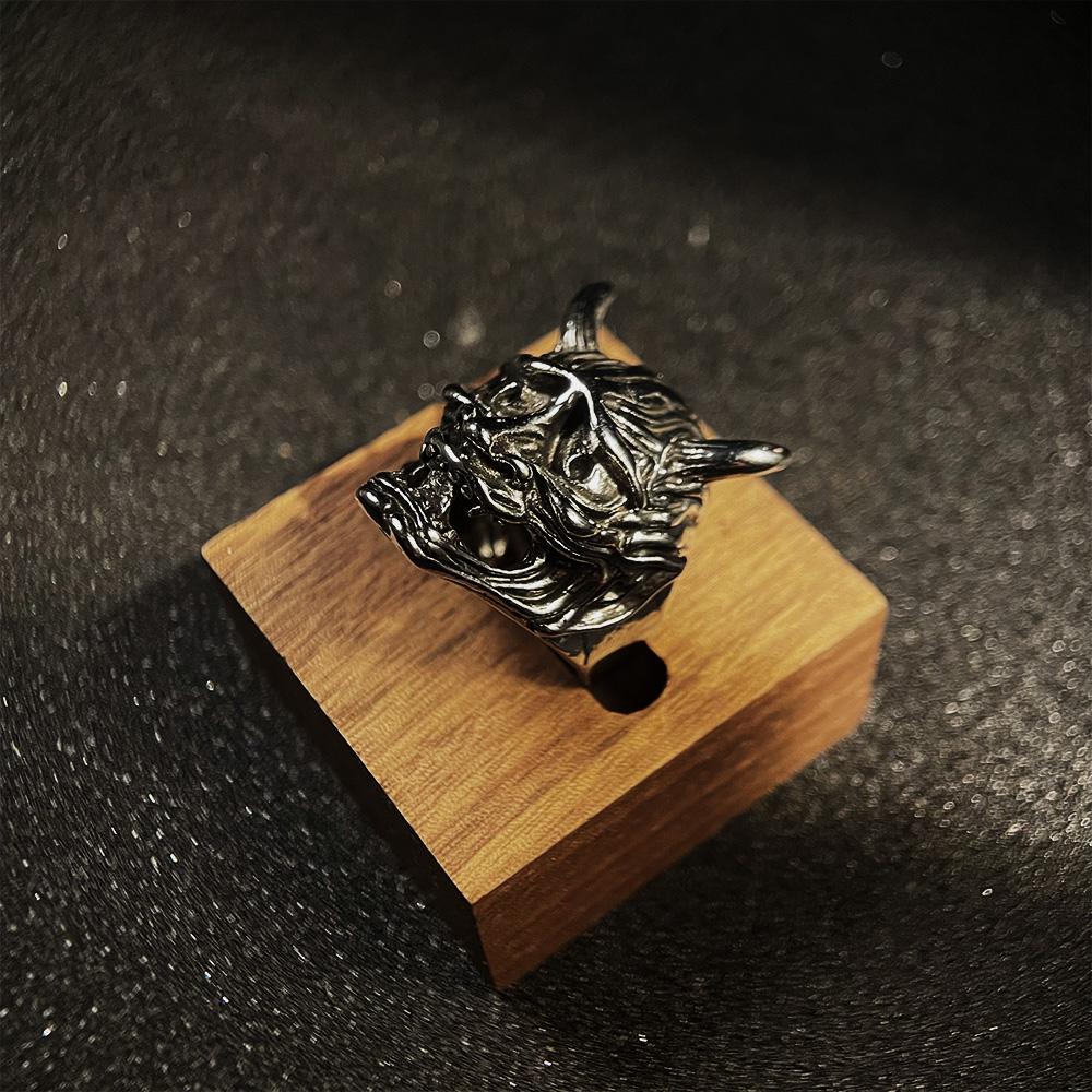 Ретро Кольцо с Маской Праджни для Мужчин Панк Готика Регулируемое Открытое Кольцо Байкер Циркон Рок Хип-хоп Уличная Одежда Унисекс Аксессуары Подарок