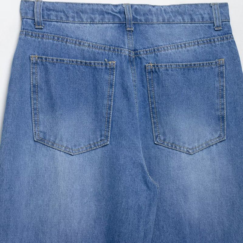 Kaslead New Women Clothes Western Style Fashion Ripped High Waist Wide Leg Jeans 8197227