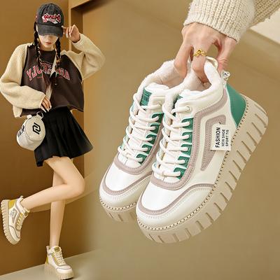 Теплые хлопковые ботинки для женщин 2025 зима бархатные теплые высокие на танкетке прилив студенческие повседневные спортивные хлопковые ботинки для женщин YB9030