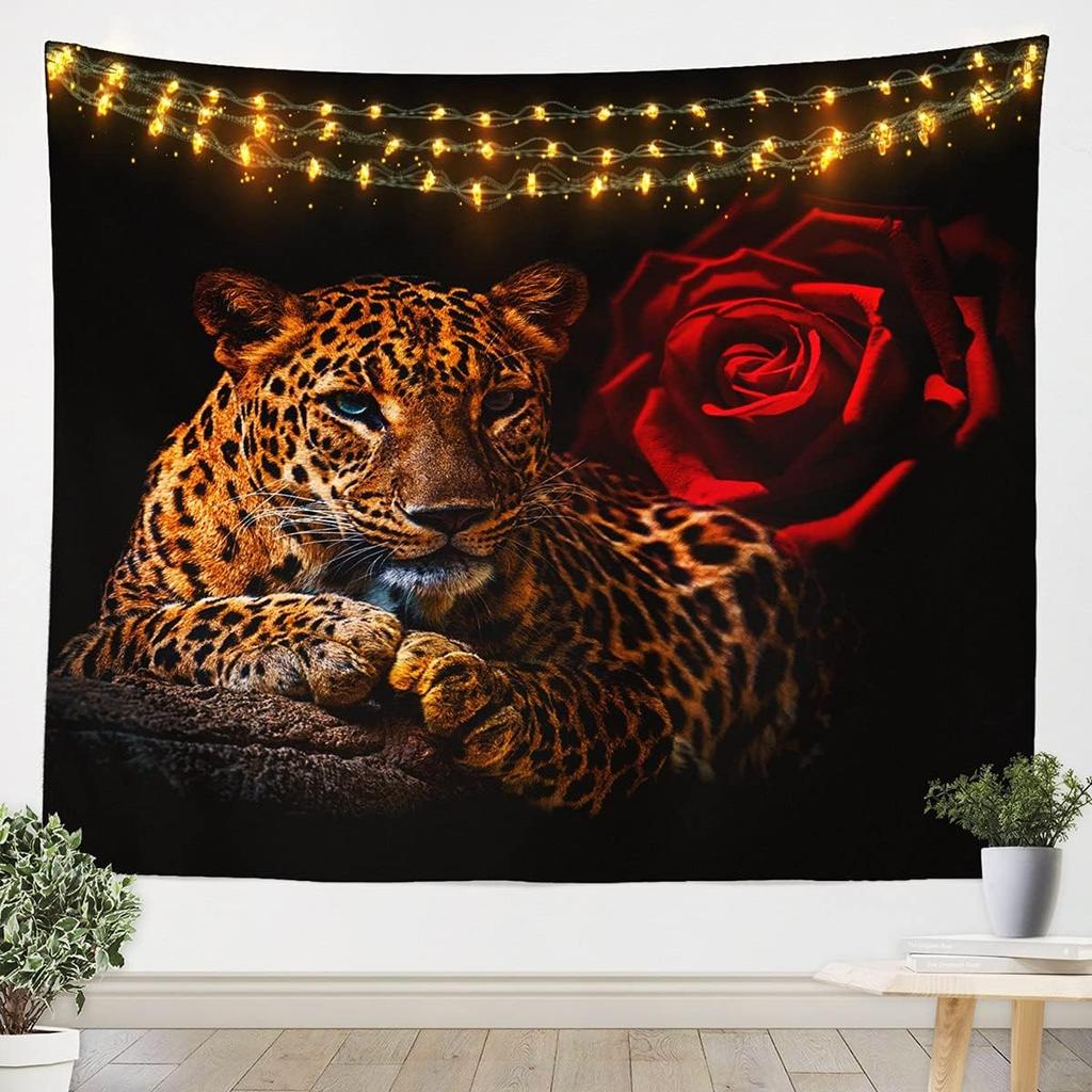 King of The Forest Tiger Tapestry Forest Animal Wall Hanging Tropical Rainforest Landscape for Living Room Dorm Bedroom