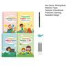4Pcs Grooved Handwriting Practice Workbooks Reusable Kids Alphabet Number Learning Tracing Book Writing Practice Book with Pen Refills Pencil Gripper