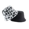 Fashion Reversible Black White Cow Print Bucket Hat Summer Sun Caps For Women Men Fisherman Hat