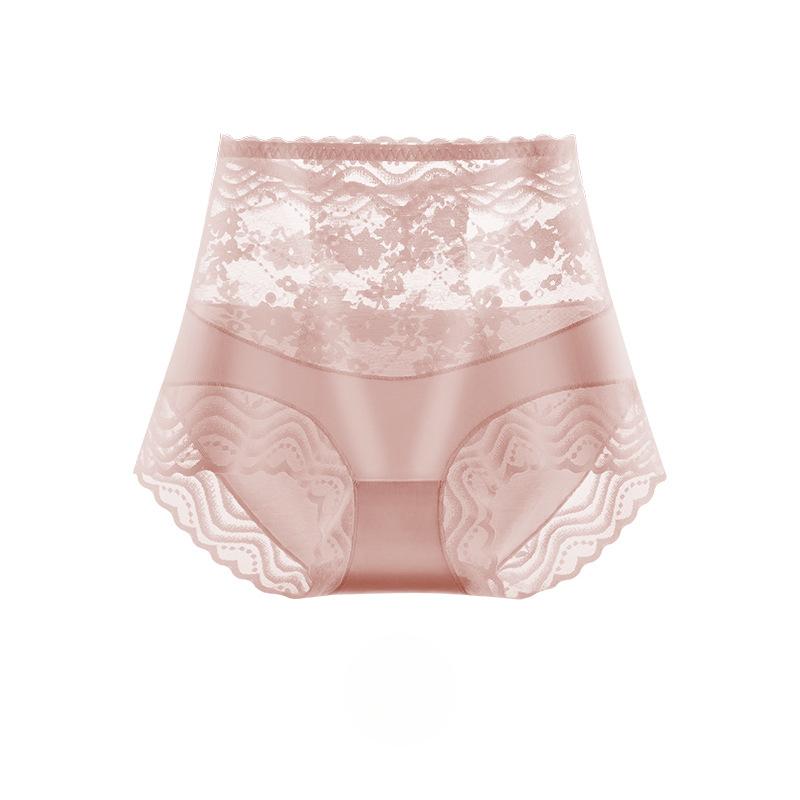 Нижнее белье с высокой талией для женщин, выполненное из кружевных трусиков из чистого хлопка с зауженным шаговым швом, приподнятые бедра, большая талия, зауженные треугольные трусики