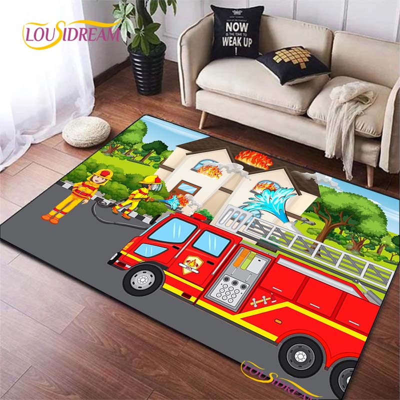 Fireman Sam British Classic Animated Carpet for Living Room Bedroom Area Rugs Kitchen Door Kids un-slip floor Mats birthday gift
