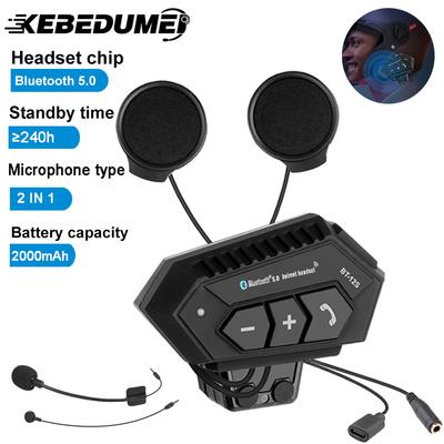 Мотоциклетная гарнитура Bluetooth 5.0 Беспроводные наушники Аккумулятор 2000 мАч Подавление помех Громкая связь Для шлема типа Full Face / Half Face