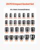 Impact Socket Set 1/2 Inches 26 Piece Impact Sockets, Shallow Socket, 6-Point Sockets, Rugged Construction, CR-V, 1/2 Inches Drive Socket Set Impact