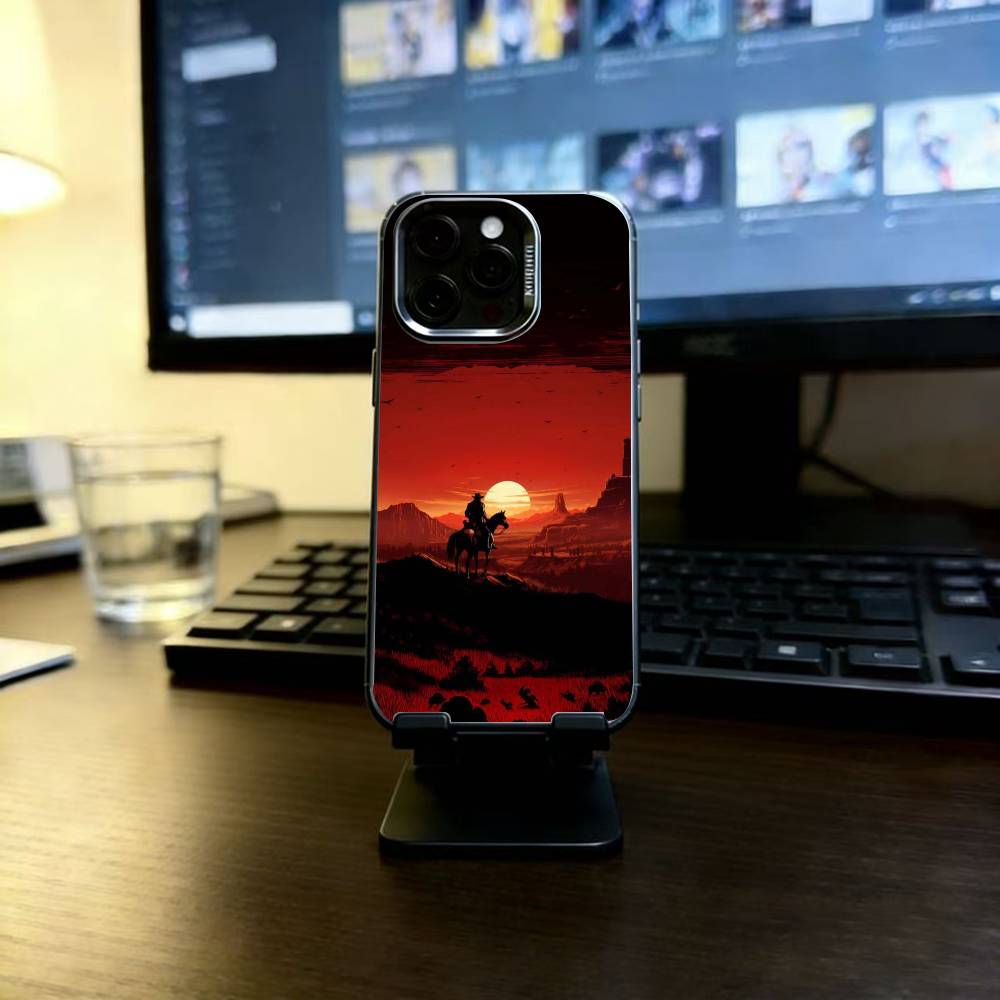 Чехол для телефона Red Dead Redemption 2 (RDR 2) для iPhone 17, 16, 15, 14, 13, 12, 11 Plus, Pro Max, XS, Цветной Серебристо-Черный Чехол