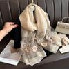 Hand-Embroidered Mulberry Silk Scarf - Elegant Spring & Autumn Shawl