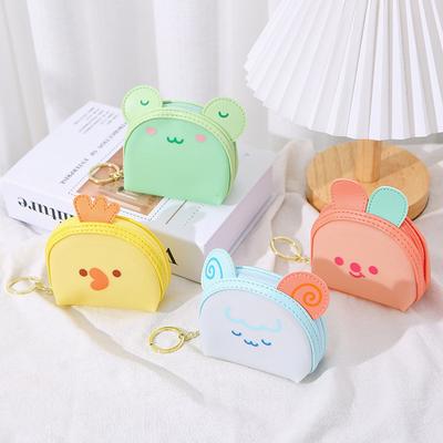 Kawaii Mini Cartoon Jelly Color Cute Animal Zero Wallet Gift Couple Zipper Frog Mone Bag Womens Earphone Keychain Gift