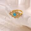 Gold Color Stainless Steel Open Rings For Women Fashion Zircon Evil Eye Ring Couples Exquisite Trendy Elegant Wedding Jewelry