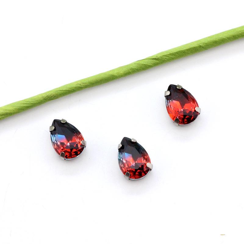 Серебряный коготь Капля Турмалин Бриллиант Градиентный драгоценный камень для DIY ювелирных изделий, обуви, сумок - 10x14 мм Кристальный камень.