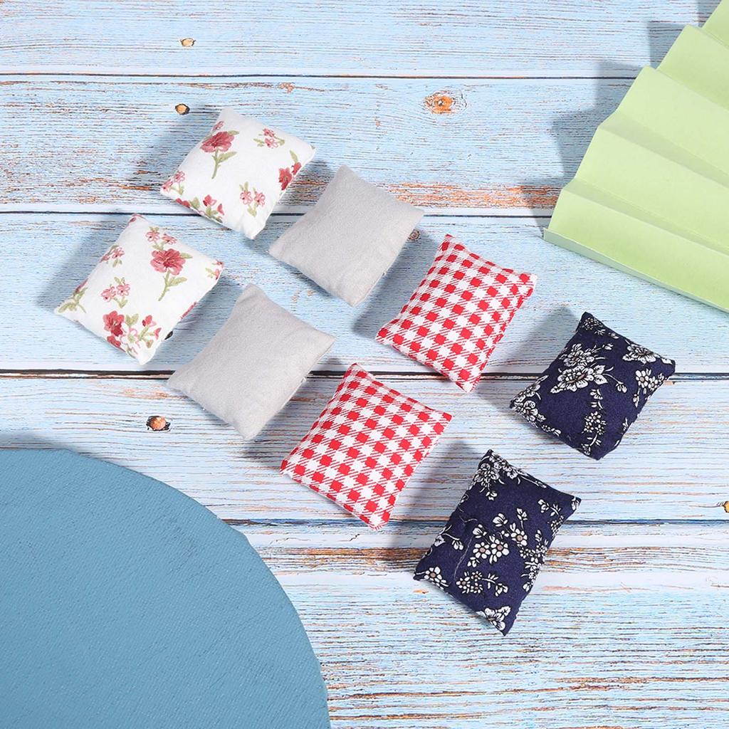 8шт 1:12 Подушки для кукольного домика, миниатюрные, имитация подушек, мебель, модель, игрушка, аксессуар, подушка для дивана