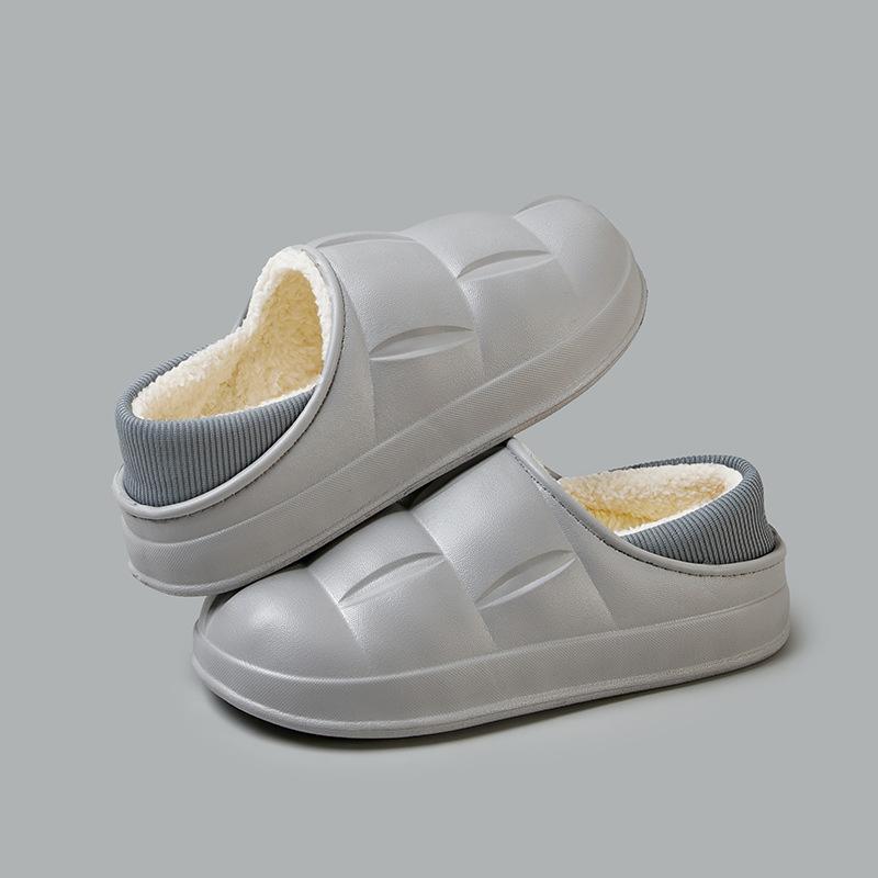 Winter Women Cotton Slippers Waterproof Warm Plush Shoes Fashion Indoor Home Thick Sole Footwear Non-Slip Solid Couple Slippers