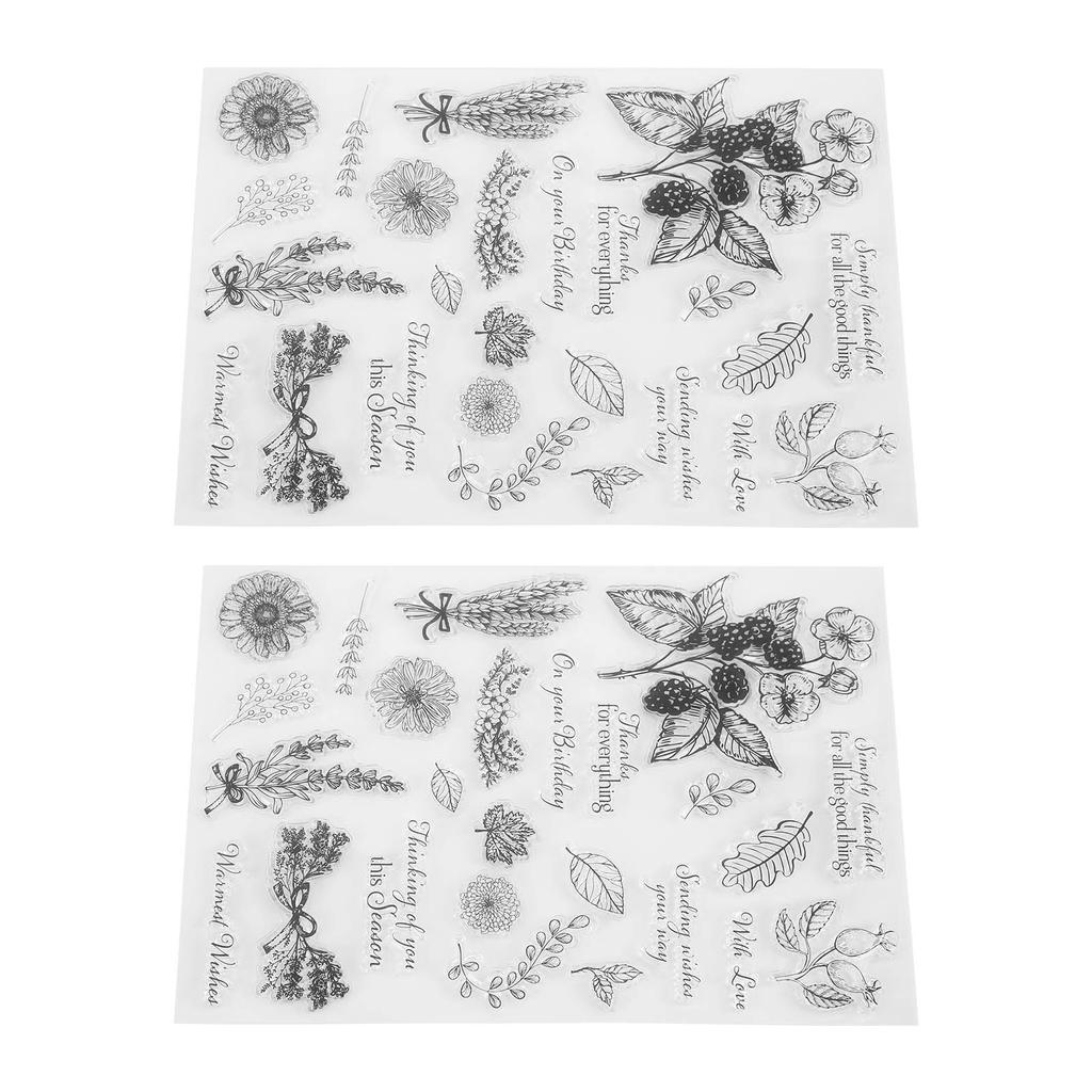 2 шт. прозрачный штамп с изображением растений, безопасный многоразовый материал, широкое применение, прозрачный штамп для открытки Boo