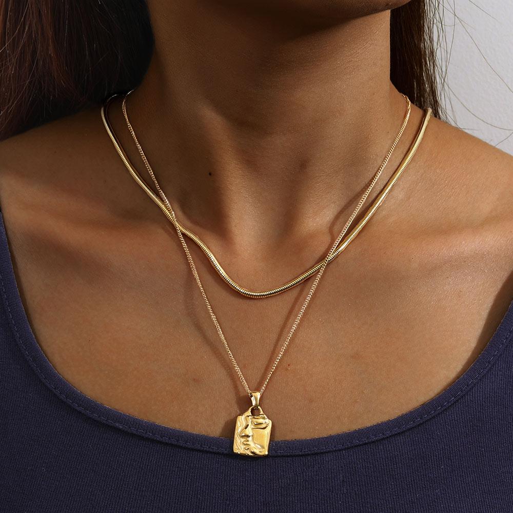 Fenny 18K с PVD-покрытием Водонепроницаемая и Невыцветающая Геометрическая Змея Длинная Цепочка-Свитер Нержавеющая Сталь Ожерелье для Женщин