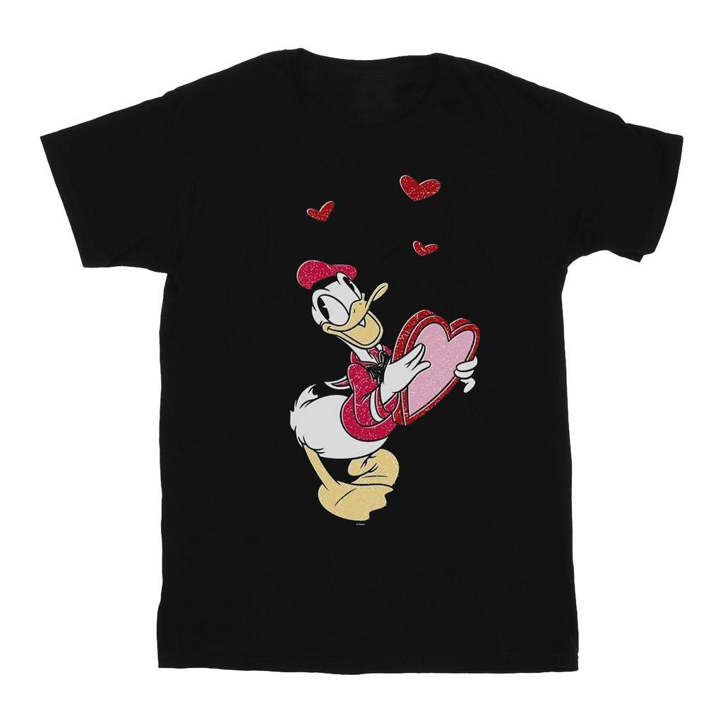 Disney Womens/Ladies Donald Duck Love Heart Cotton Boyfriend T-Shirt