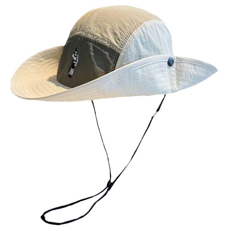 Cartoon embroidery versatile outdoor color matching hat quick-drying visor hat men's and women's bucket hat new sunscreen hat