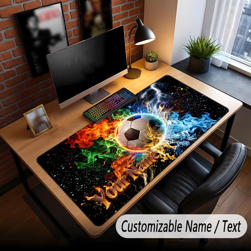 Soccer Theme Custom Mouse Pad Personalized With Name Text Customized Desk Mat For Office Home Decor