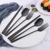 Do Buy Korean Cutlery Set for 2, Chopsticks, Spoon, and Fork, 18-8 Stainless Steel with a Mirror Finish, Black