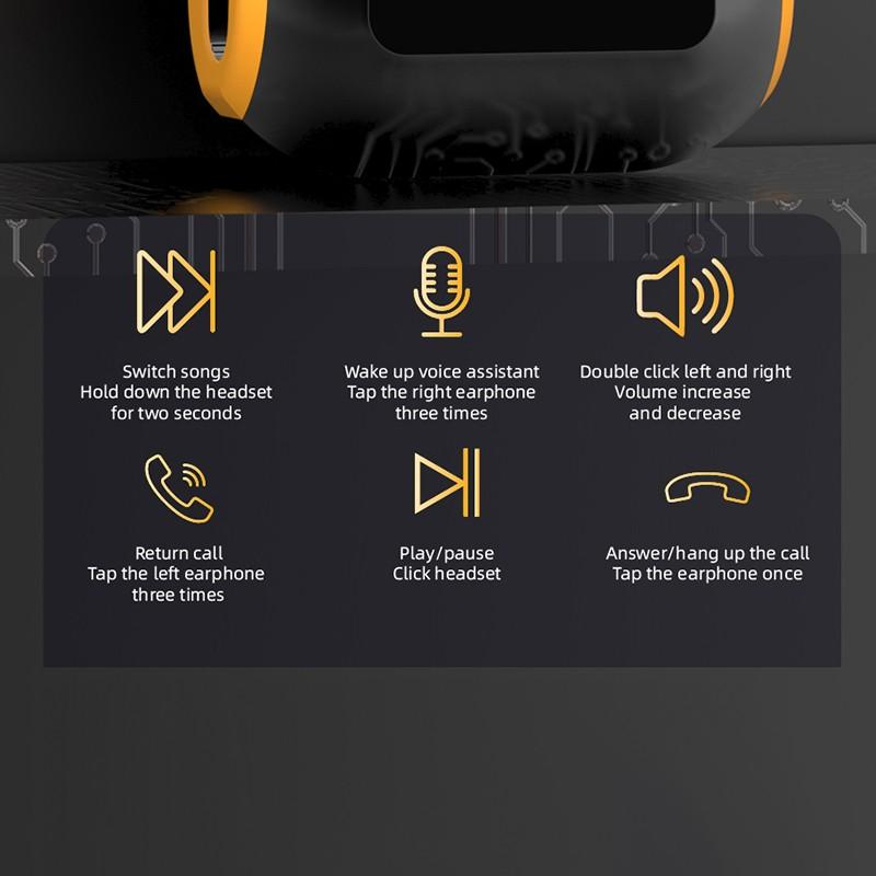 По-настоящему беспроводная Bluetooth-гарнитура, наушники с качеством звука Hi-Fi, HD-вызовом, сенсорным управлением, чехлом для зарядки, мини-вкладышами-вкладышами для игр