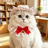 Костюмы для кошек Дышащий хлопок Регулируемый набор: шляпа от солнца и шарф с декором-бантом Одежда для питомцев для вечеринки, фотосессии