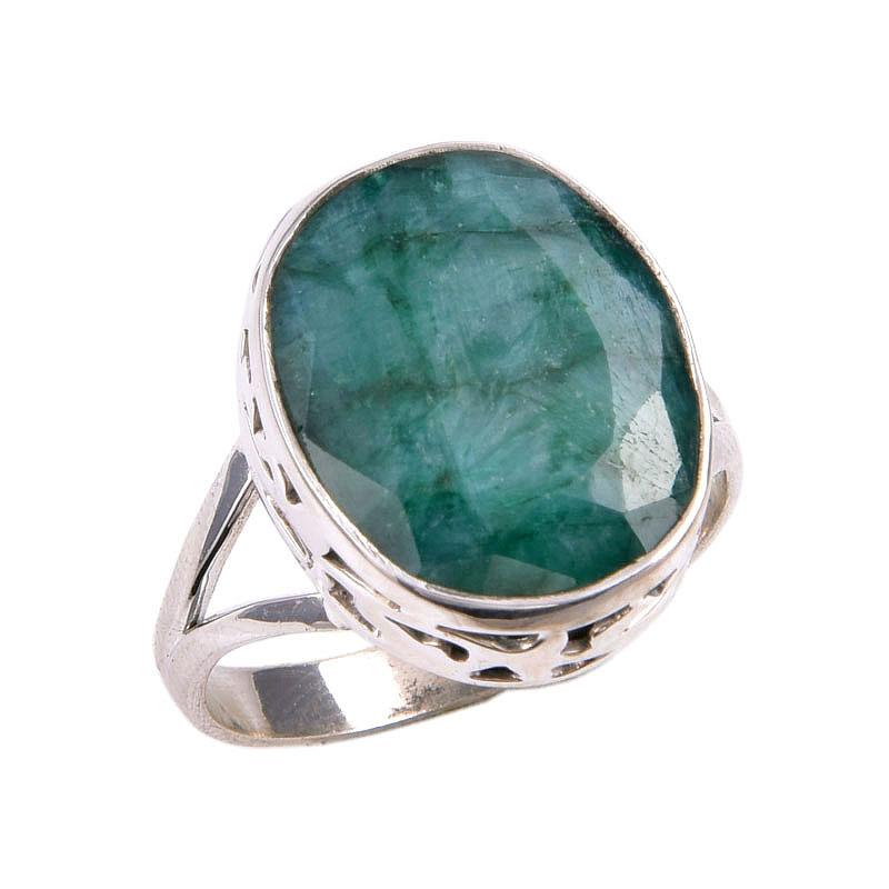 Изумруд(Смоделированный) Кольцо из серебра 925 пробы с драгоценными камнями ручной работы S.9.5 g6M64