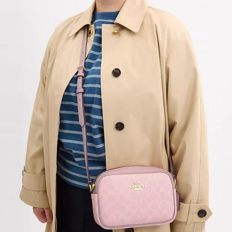 COACH Jamie Leather Camera Bag, Shoulder Bag Small Womens Pink