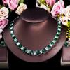 Hip Hop Bridal Zircon Set Chain, Emerald Necklace Earrings Wedding Dress Set